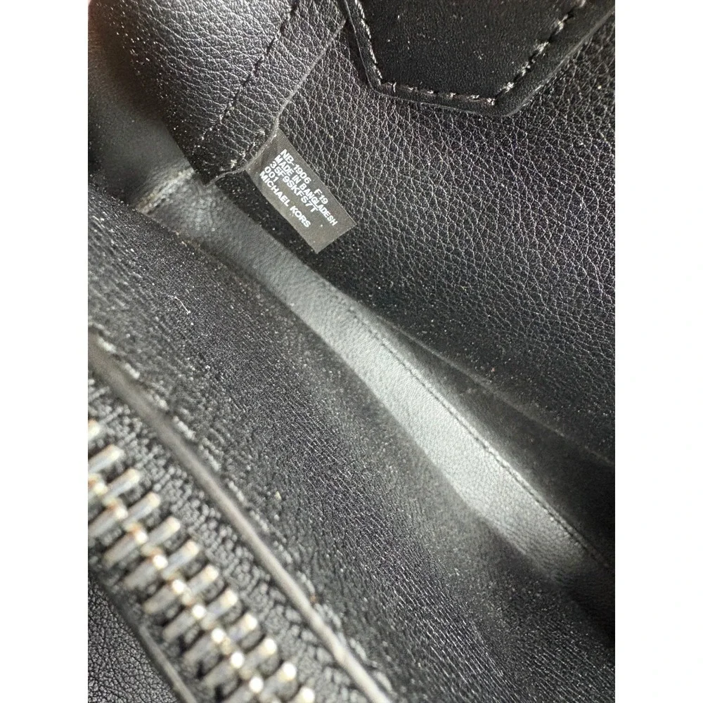 Michael Kors Black Pebbled Leather Tote Handbag Silver Hardware